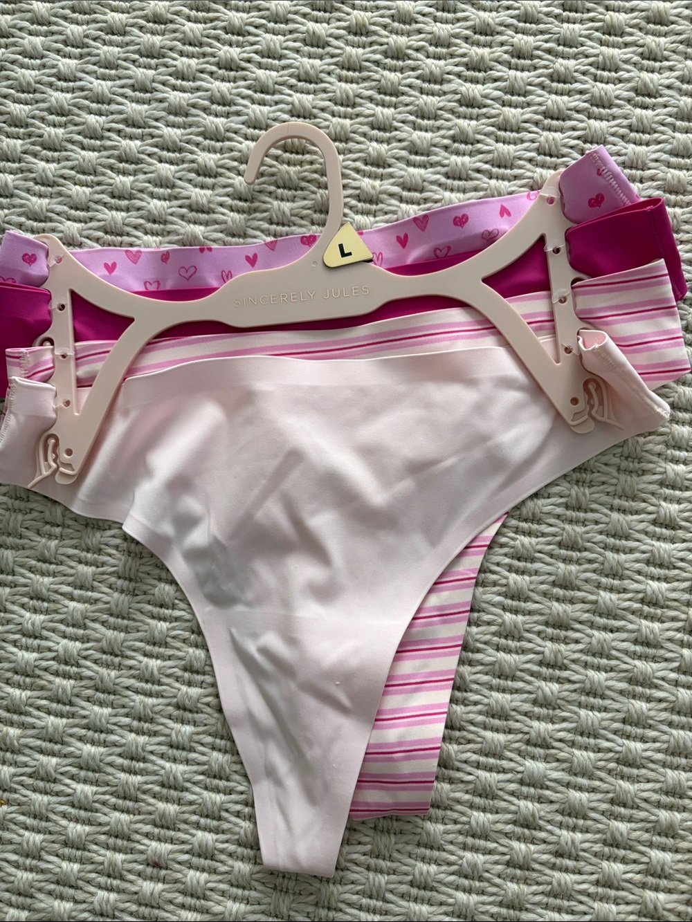 Sincerly Jules Pink Striped & Solid Bikini Panty Set